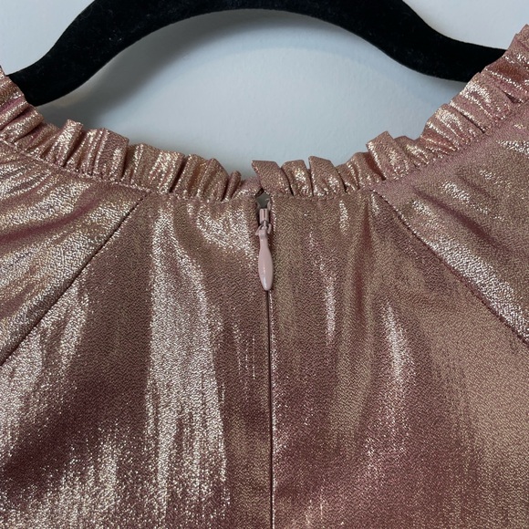 Rachel Parcell Ruffle Swing Dress in Metallic Rose Gold Size XS 2 Pink Shimmer - Picture 9 of 11